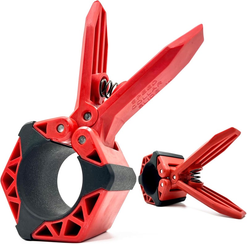 Speed Collar مشابك باربل الجيل التالي لمدربي كروس فيت، سعة وزن قصوى، أقفال بار محسّنة لرفع الأثقال الأولمبي والقوة (أحمر، مجموعة من 2 مشبك) - Image 1